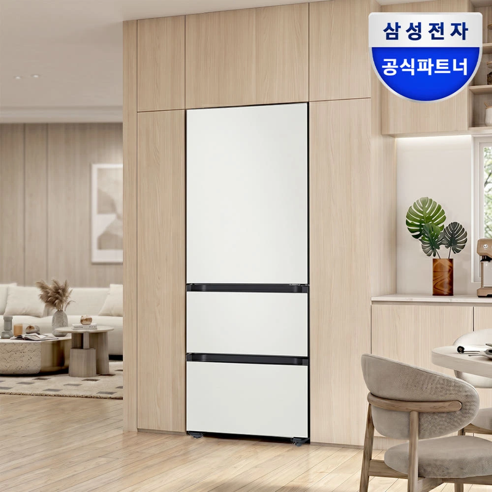 삼성 키친핏 김치냉장고 313L 3도어 1등급 비스포크 RQ33DB74C1AP 코타화이트 실제 상품 이미지